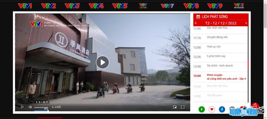 Giao diện của website vtvgo.vn