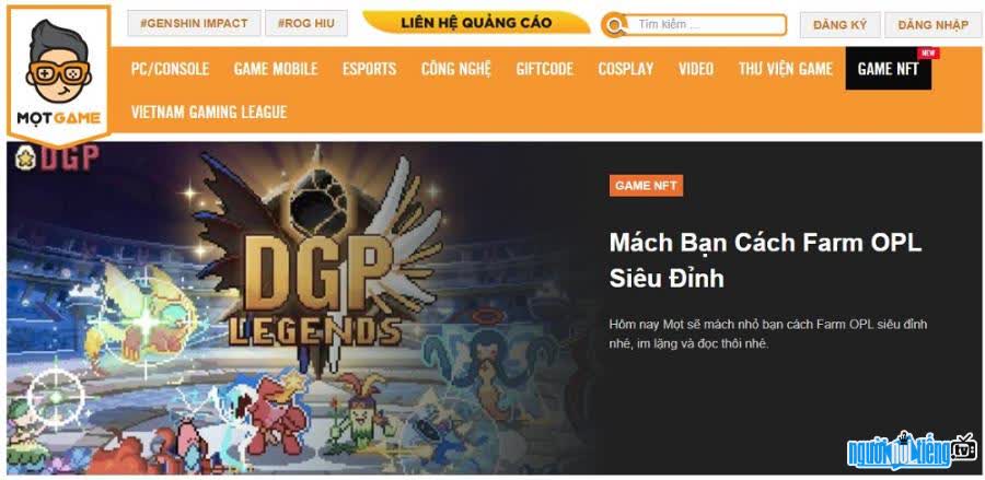 Hình ảnh giao diện thân thiện của website Motgame.vn