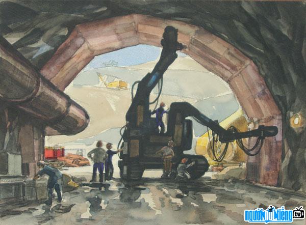 Bức tranh "Đường hầm" của họa sĩ Lê Thanh Đức