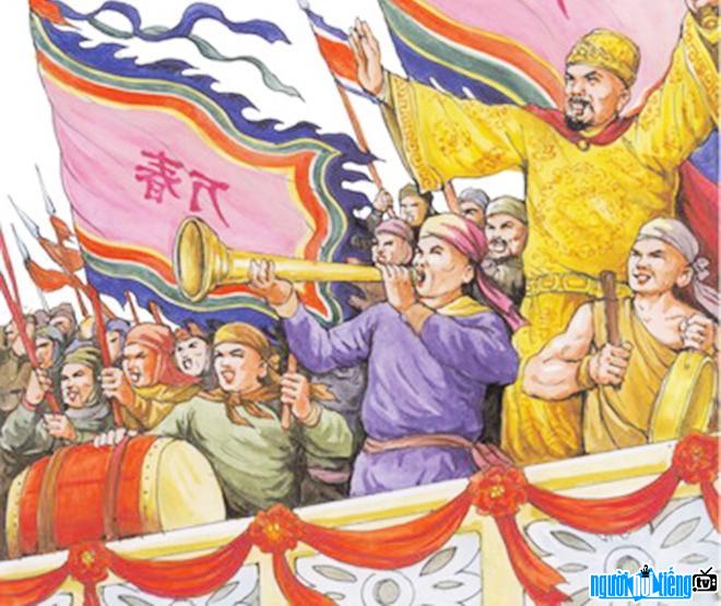 Hình ảnh vua Lý Nam Đế đang cầm quân đánh trận