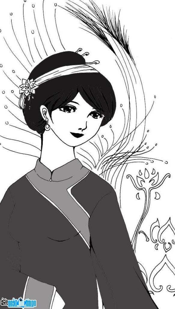Hình vẽ chân dung nữ thi sĩ Bà Huyện Thanh Quan