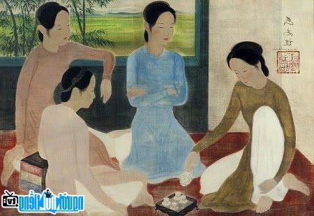 Bức tranh "Thiếu nữ uống trà" của họa sĩ Vũ Cao Đàm