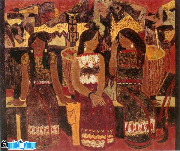  Lacquer painting The girls of the Central Highlands (1999) by artist Doan Van Nguyen