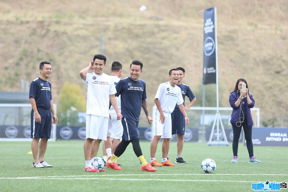  Singer Tuan Hung playing football whenever he has free time