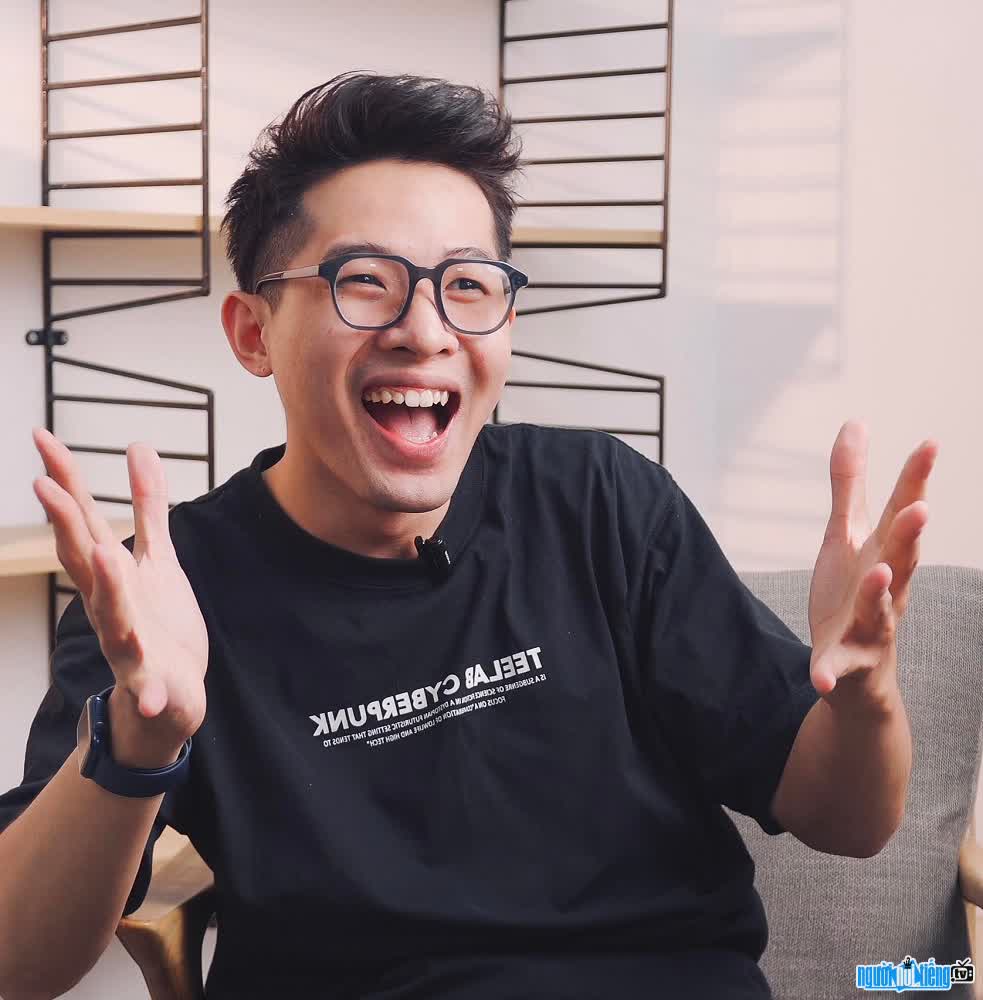 Close-up of the funny handsome face of youtuber Dang Nam Hai Trieu