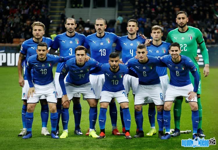 Hình ảnh đội hình của tuyển Ý trên sân cỏ