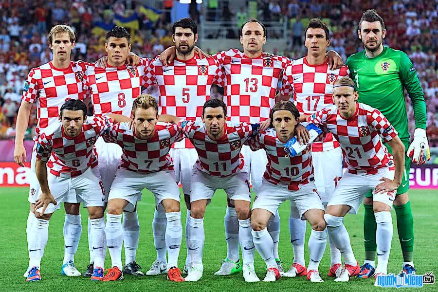 Image of the Croatian team on the pitch