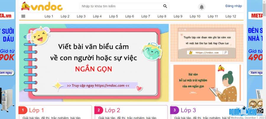 Interface of VnDoc.com website