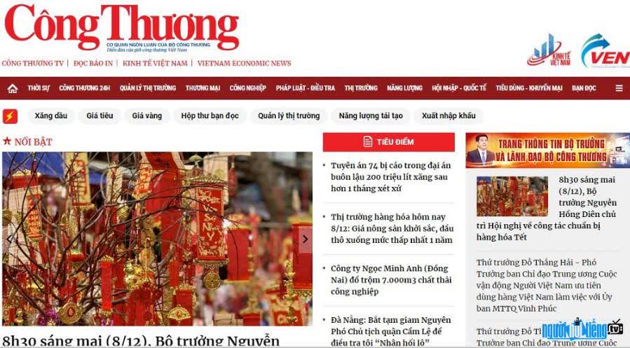 Hình ảnh giao diện của website Congthuong.Vn