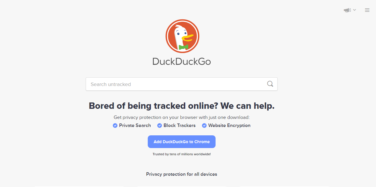 Giao diện Website DuckDuckGo.com