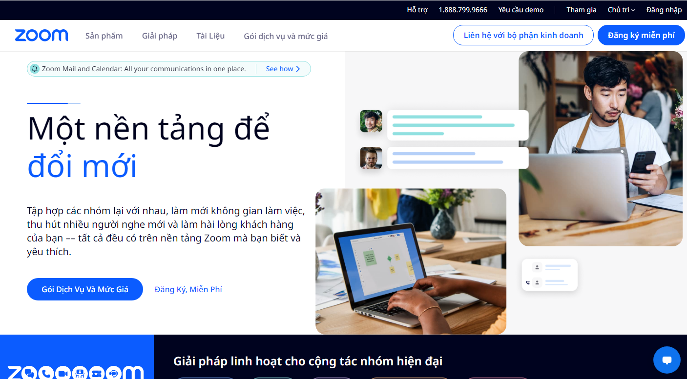 Giao diện Website Zoom.us