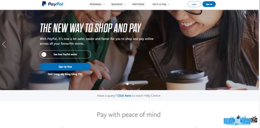 Giao diện Website Paypal.com