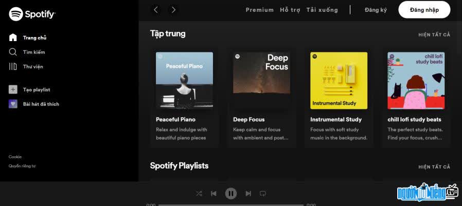 The look and feel of spotify.com website