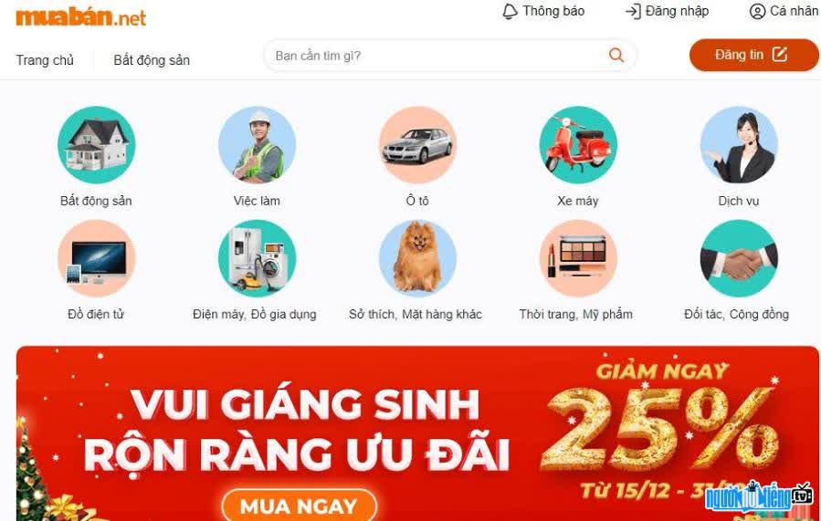 Hình ảnh giao diện thân thiện của website Muaban.net