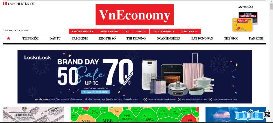 Giao diện của website Vneconomy.vn
