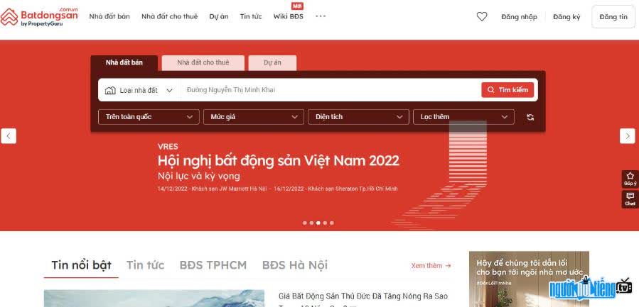 Hình ảnh giao diện website Batdongsan.Com.Vn