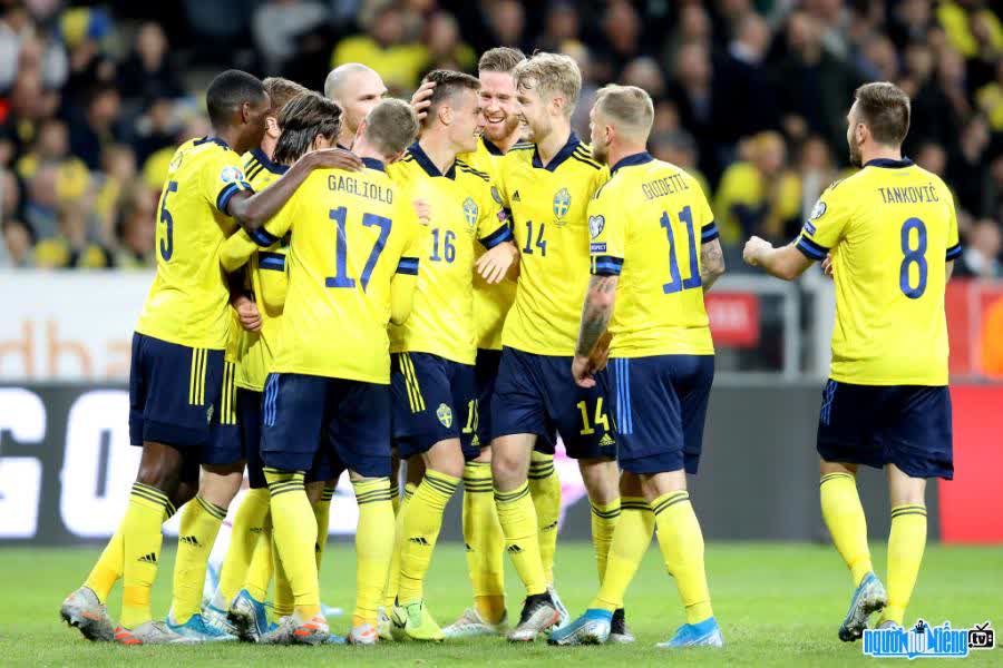 Hình ảnh các cầu thủ Thụy Điển trên sân cỏ