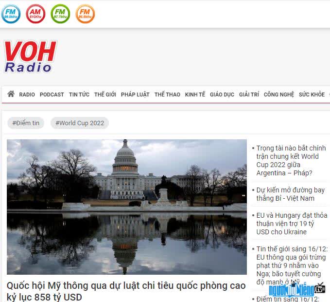 Hình ảnh giao diện trang web Voh.Com.Vn