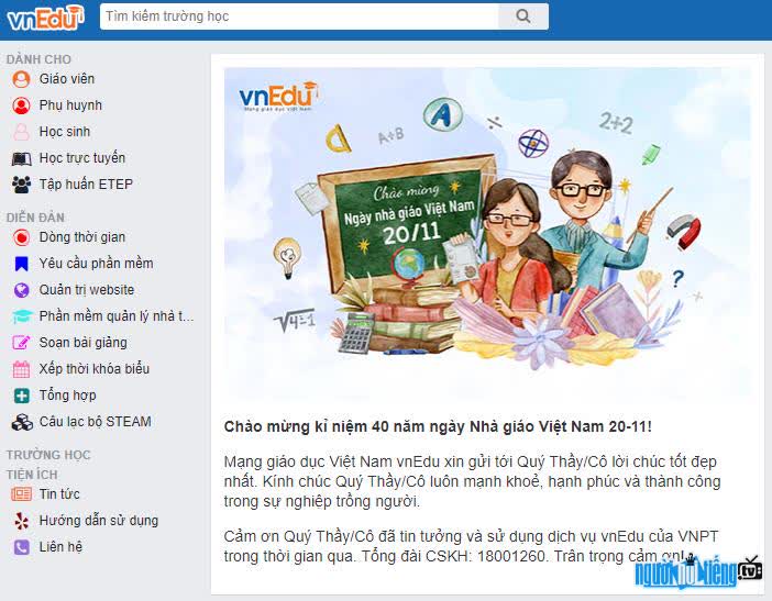 Hình ảnh giao diện của website Vnedu.Vn