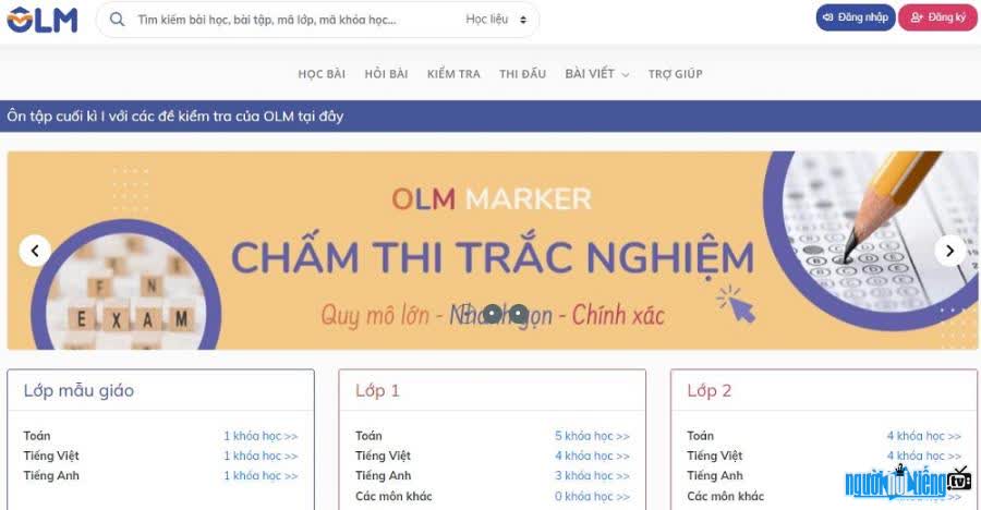 Hình ảnh giao diện của trang web Olm.Vn