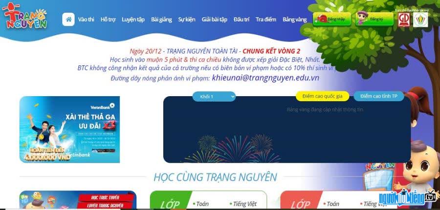 Hình ảnh giao diện của website Trangnguyen.Edu.Vn