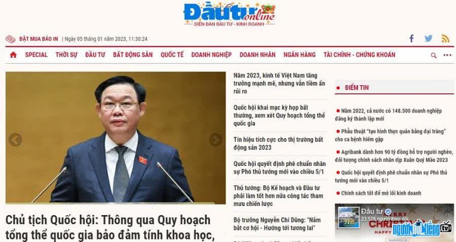 Hình ảnh giao diện của báo Baodautu.vn