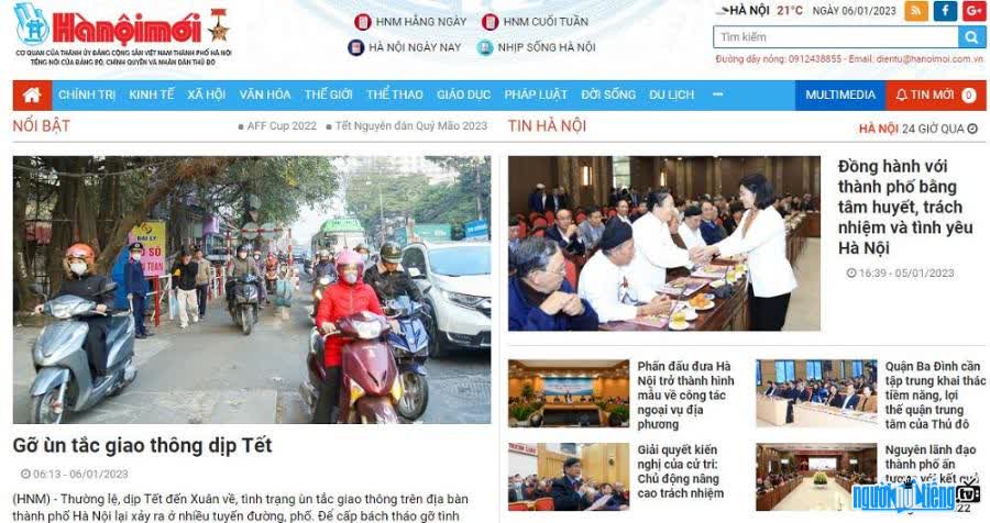 Hình ảnh giao diện của trang Hanoimoi.com.vn