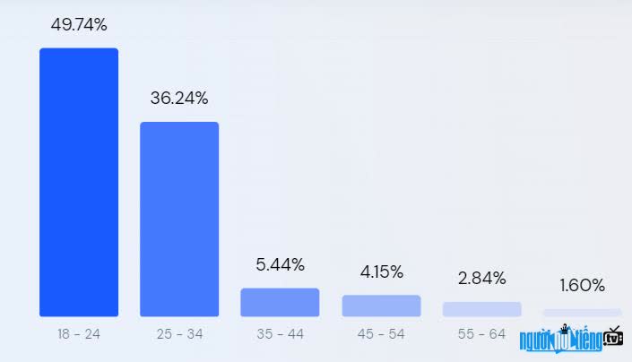 Biểu đồ thống kê lượng khách hàng truy cập Chanhtuoi.com theo độ tuổi