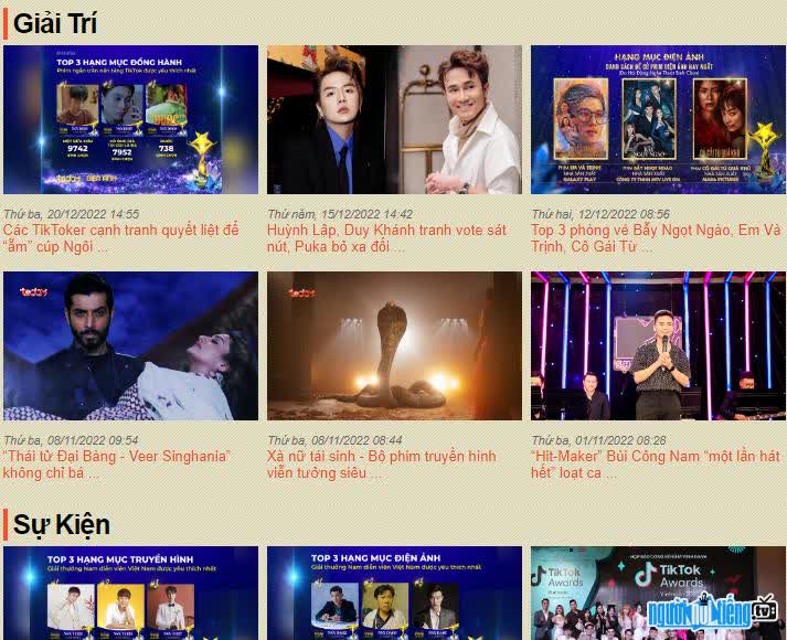 Featured categories on Todaytv.vn website