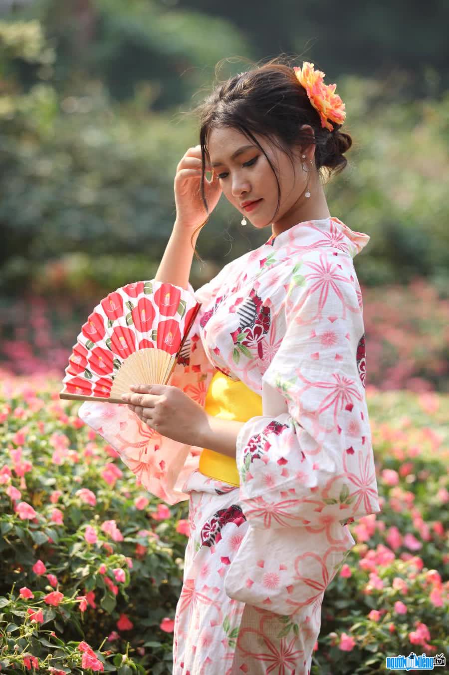 Hình ảnh Tiktoker Miki Chan diện trang phục truyền thống của người Nhật