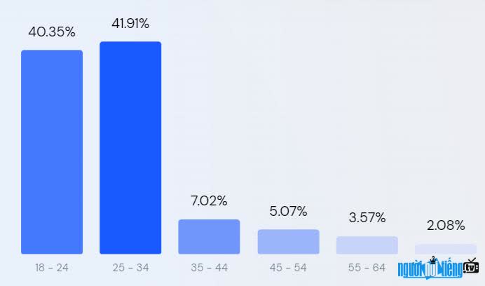 Biểu đồ về độ tuổi khách hàng truy cập trang Websosanh.Vn
