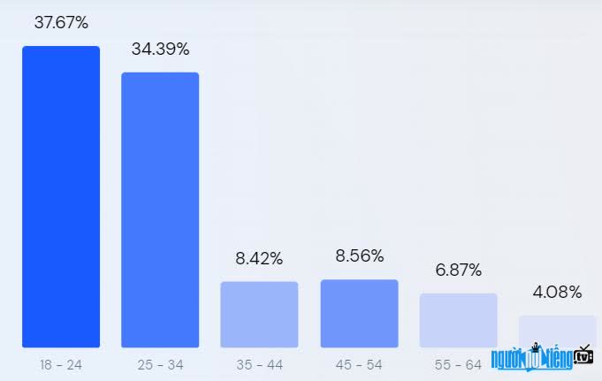  Age chart of visitors on Hanoitv.Vn