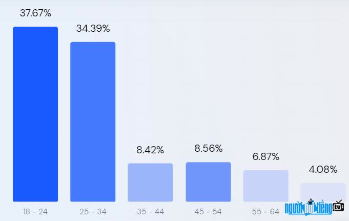 Biểu đồ về độ tuổi khách hàng truy cập trên trang Hanoitv.Vn