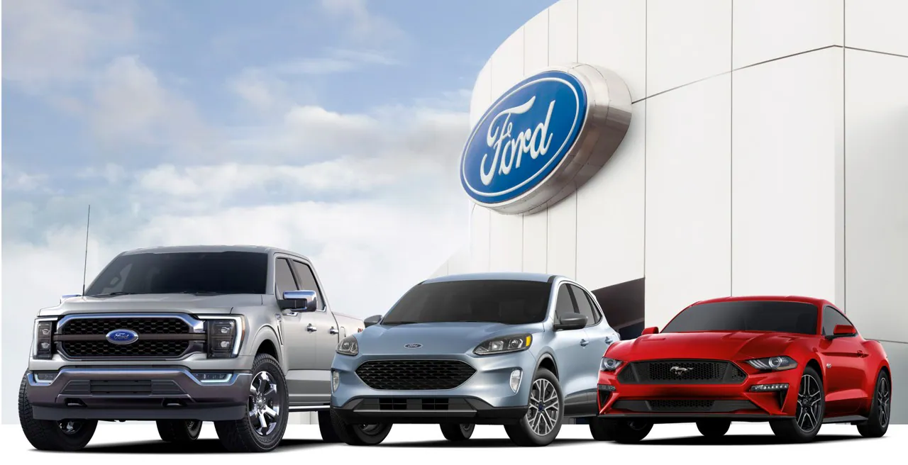 Hình ảnh sản phẩm và logo thương hiệu của hãng sản xuất xe Ford