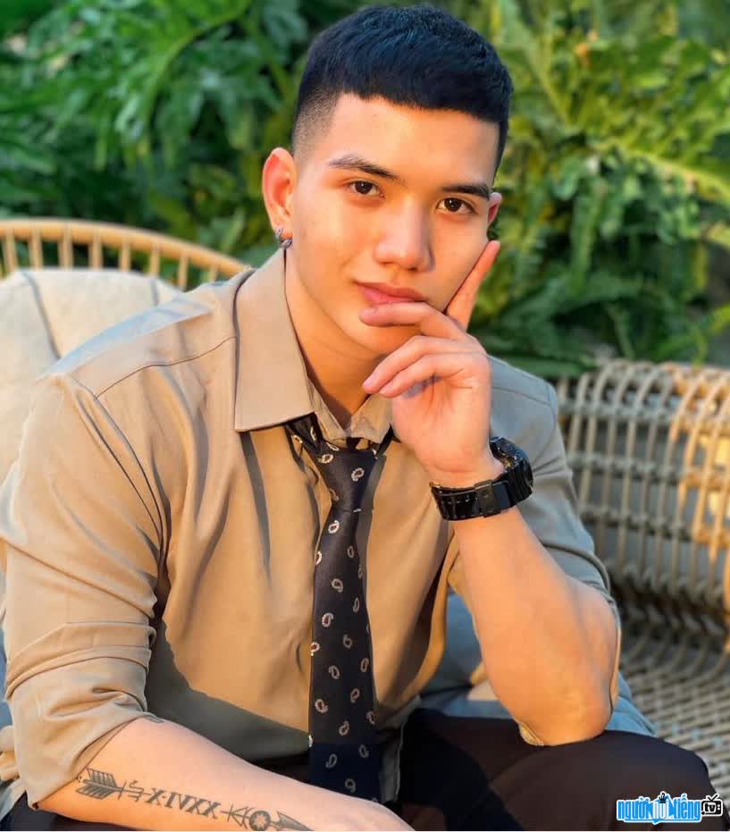 Close-up of the handsome face of the male director Nguyen Thanh Quy