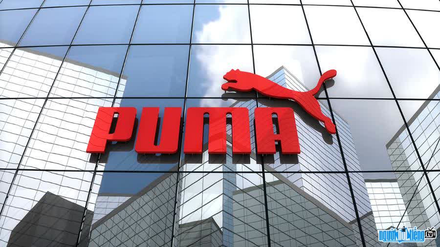 Hình ảnh thương hiệu Puma được quảng bá trên một tòa nhà lớn