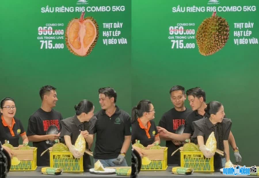 TikToker O Huyen Sau Durian in a turbulent livestream session