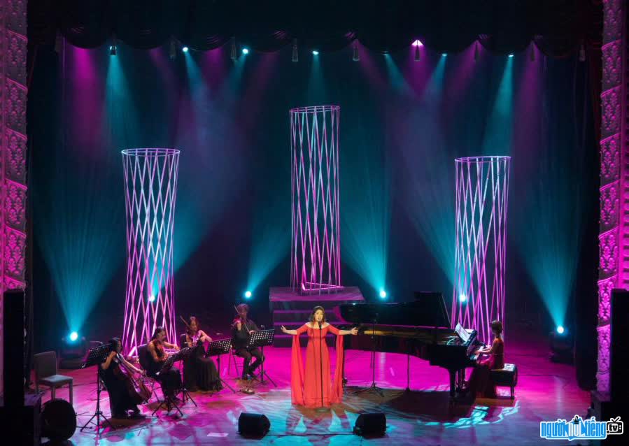 Hình ảnh ca sĩ Hồng Vy trên sân khấu nhạc