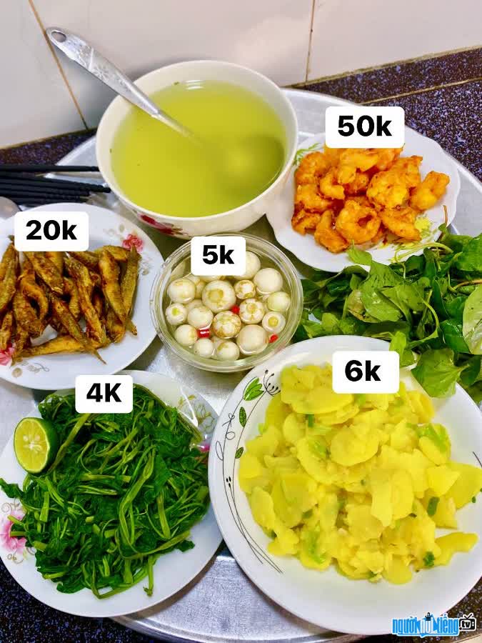 Mâm cơm gia đình tiết kiệm của TikToker Kim Thoa Bùi