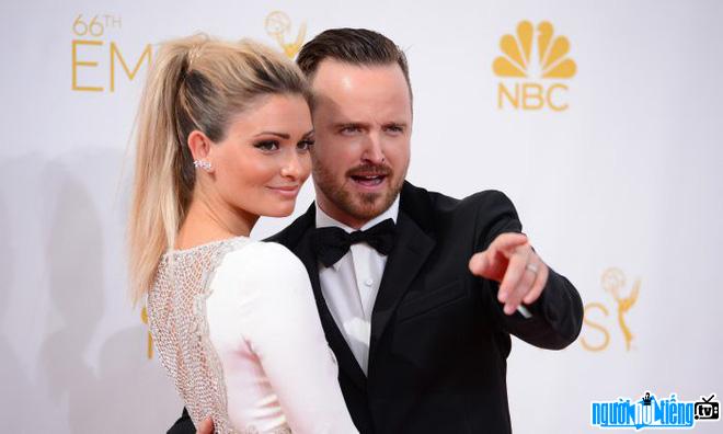 Actor Aaron Paul's picture with his beautiful wife
