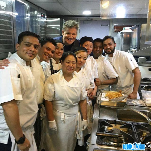 Gordon Ramsay with chefs at home London goods