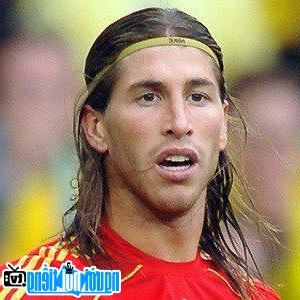 A Portrait Picture of Soccer Player kick Sergio Ramos
