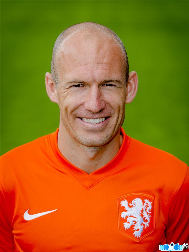 Hình ảnh cầu thủ Arjen Robben trong màu áo của Đội bóng quốc gia Hà Lan
