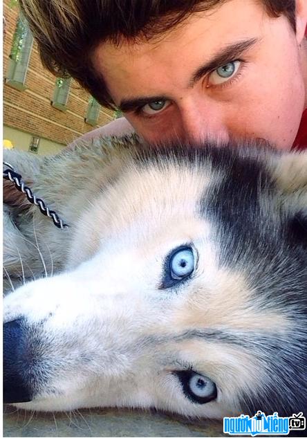 Nash Grier with his pet dog