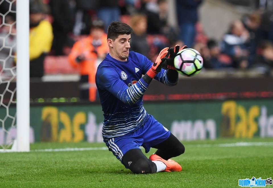 Beautiful tackle by football goalkeeper Thibaut Courtois