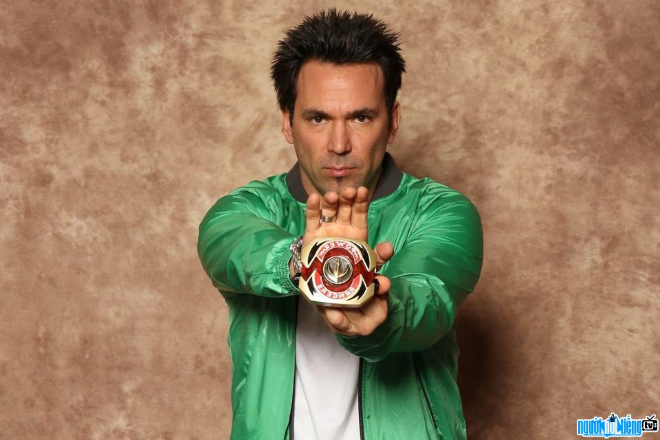 Actor Jason David Frank's image in the role of Green Power Ranger in "Power Ranger"