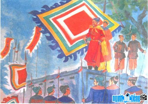 Hình ảnh phác họa vua Lê Hoàn cùng quân đội