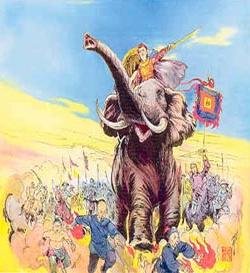  The image of Ba Trieu riding an elephant into battle