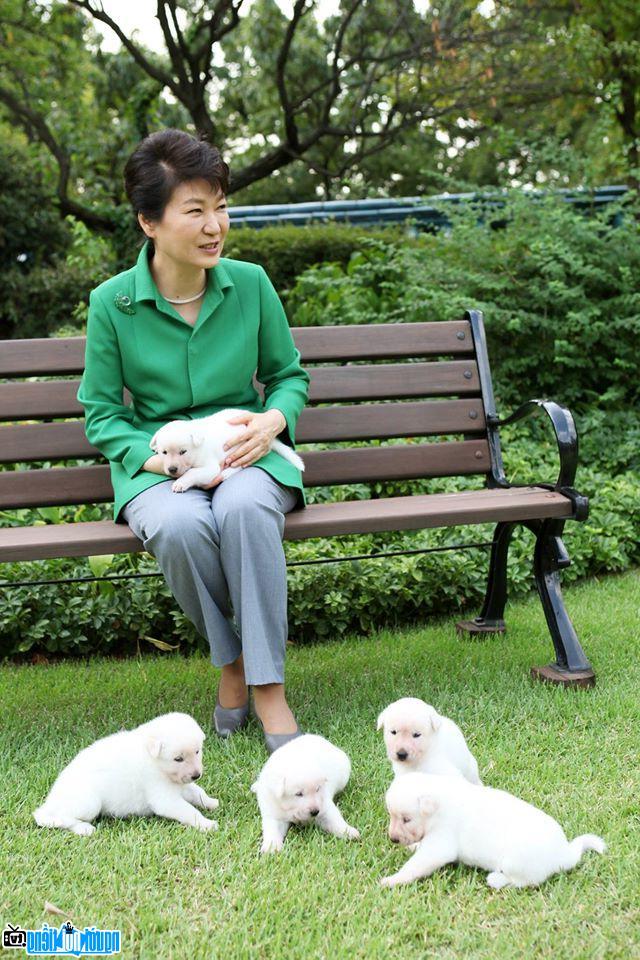 Park Geun-Hye vui vẻ bên những chú chó của mình