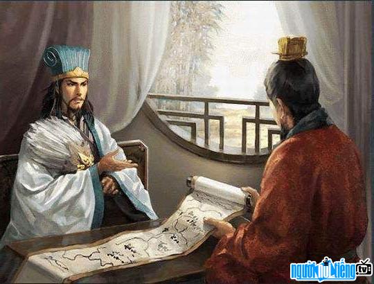 A picture of the emperor of the Shu dynasty Liu Bei and his advisor Zhuge Liang